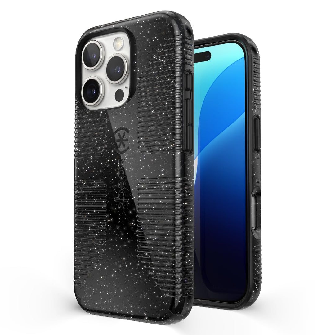 Speck CandyShell Grip Case iPhone 16 Pro - Slim MagSafe - Black Glitter/Steel Black Retail $39.95