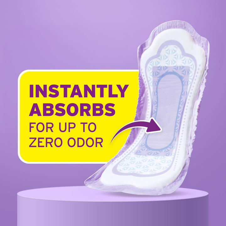 Poise Incontinence & Postpartum Pads for Bladder Leaks, 3 Drop Light Absorbency, Regular Length, 54 Count, Packaging May Vary