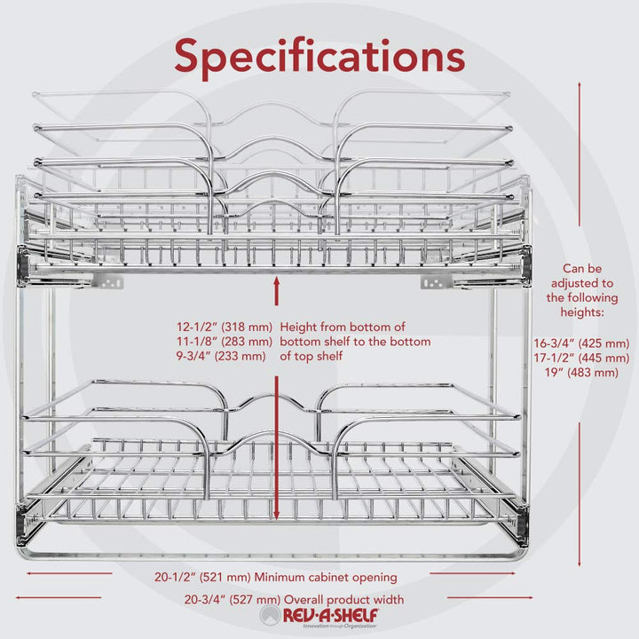 21 in x 22 in Two-Tier Pull-Out Baskets Retail $149.99