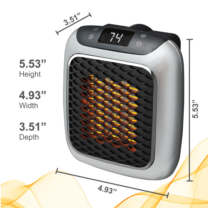 Ontel Handy Heater Turbo Wall Outlet Plug In Heater – Portable Indoor Ceramic Space Heater w/Adjustable Thermostat, 12-Hour Timer, Auto Shut Off, Quiet – Plug In Wall for Office, Bedroom, Camping Retail $29.99