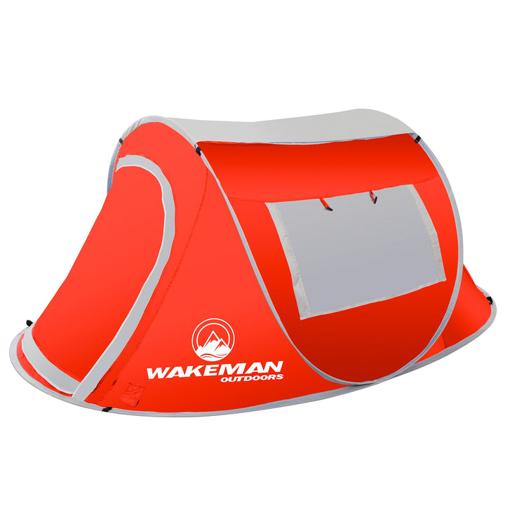 Pop-up Tent 2 Person, Water Resistant Barrel Style Tent for Camping with Rain Fly and Carry Bag, Sunchaser 2-Person Tent by Wakeman Outdoors (Red) Retail $64.99