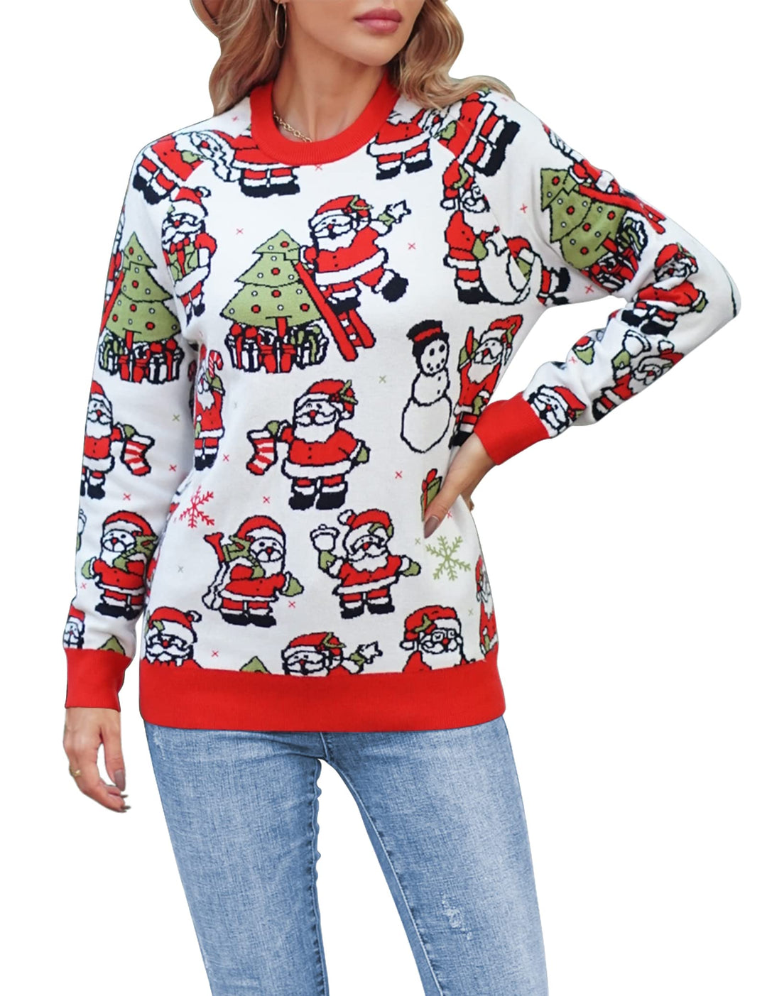 Sarin Mathews Snowman Sweaters for Women Dressy Cozy Knit Pullover Holiday Santa Christmas Tree Ugly Sweater XXL Retail $59.99