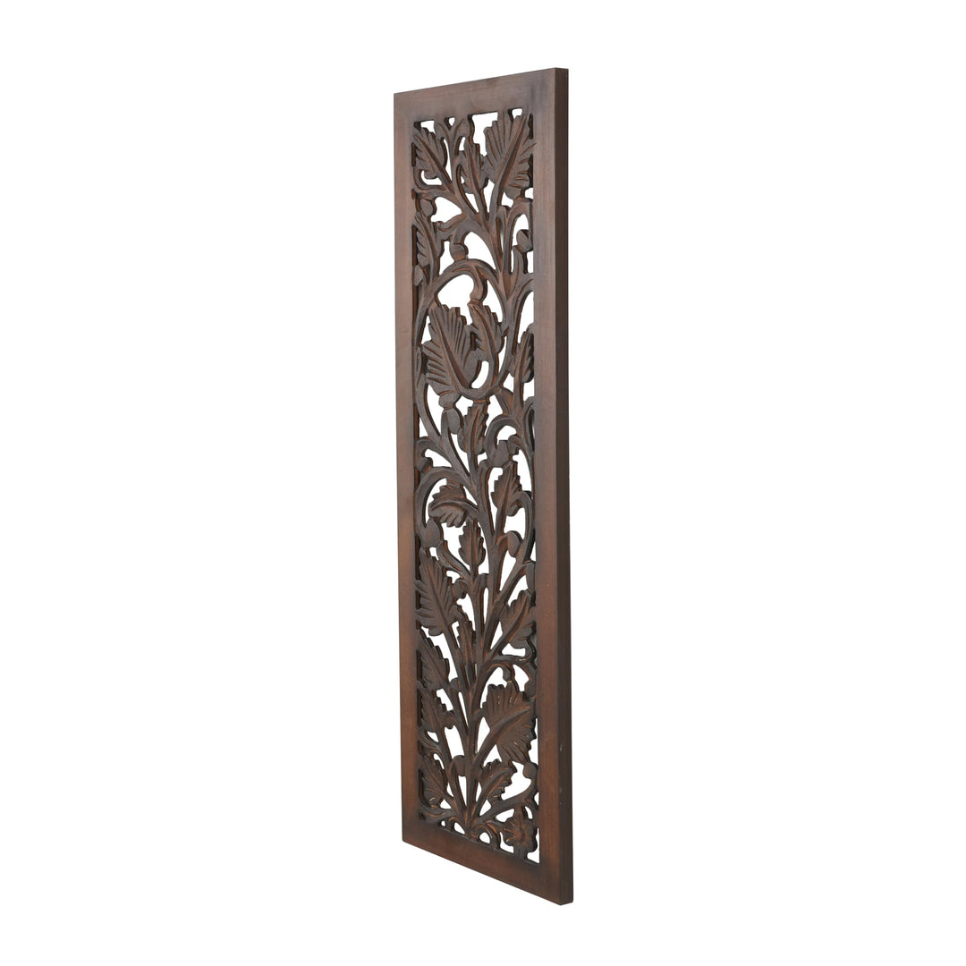Deco 79 Wooden Floral Handmade Home Wall Decor Intricately Carved Acanthus Wall Sculpture, Wall Art 12" x 1" x 36", Brown Retail $31.49