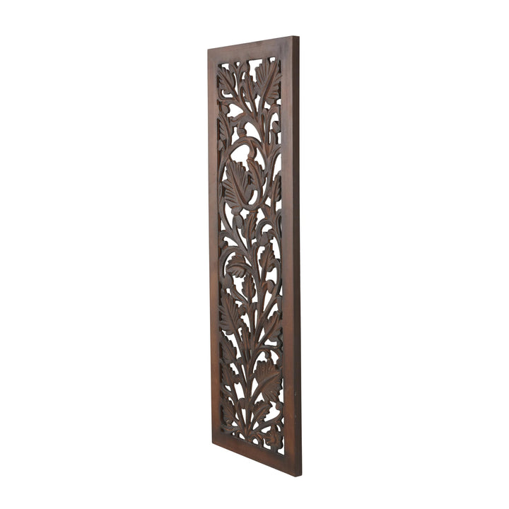 Deco 79 Wooden Floral Handmade Home Wall Decor Intricately Carved Acanthus Wall Sculpture, Wall Art 12" x 1" x 36", Brown Retail $31.49