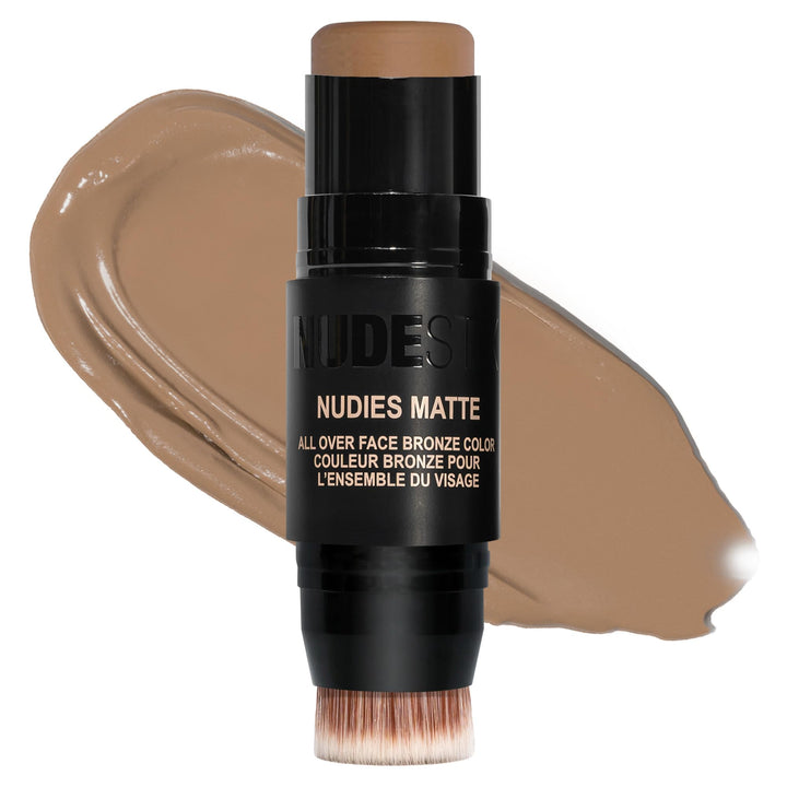 Nudestix Nudies Bronze All Over Matte Bronzing Stick Ã¢â‚¬â€œ 3-in-1 Cream Bronzer for Cheeks, Eyes & Lips with Built-In Brush | Natural Contour & Sun-Kissed Glow | Bondi Bae