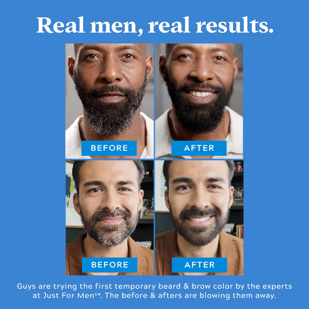 Just for Men 1-Day Beard & Brow Color, Temporary Color for Beard and Eyebrows, For a Fuller, Well-Defined Look, Up to 30 Applications, Light Brown, Ships in Eco-Friendly Packaging (Pack of 3)