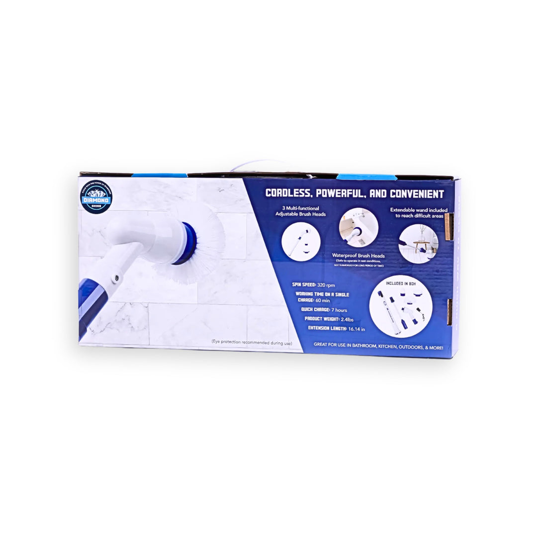 Diamond Shine Power Scrubber - Electric Spin Scrubber - Rotary Powered Scrubbing Brush - Grout, Tile, Floors, Bathtubs, Showers, Sinks, Toilets - 3 Brush Heads Retail $59.99