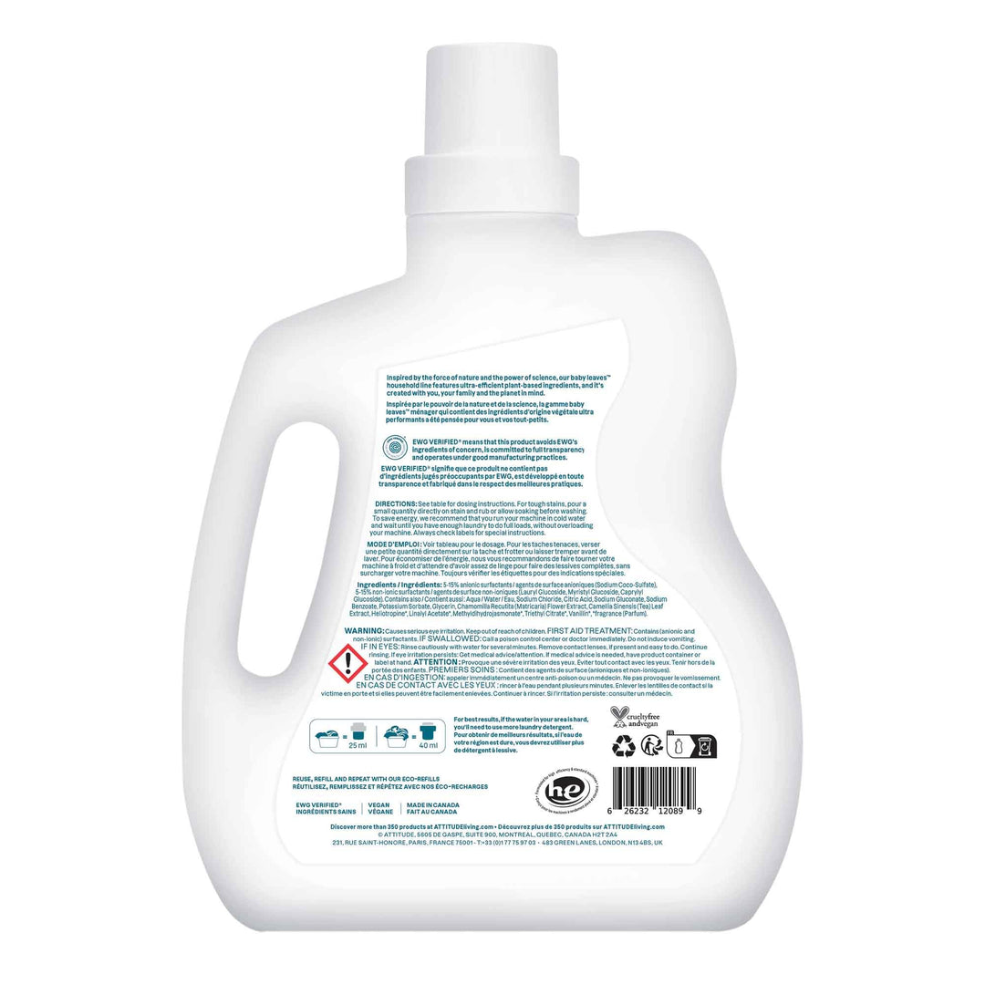 ATTITUDE Baby Laundry Detergent Liquid, EWG Verified, Safe for Baby Clothes, Infant and Newborn, Naturally Derived, HE Compatible, Soothing Chamomile, 80 Loads, 67.6 Fl Oz (AMAZON EXCLUSIVE)
