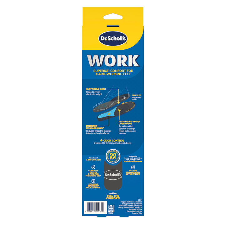 Dr. Scholl's Work All-Day Superior Comfort Insoles (with) Massaging Gel, Men, 1 Pair, Trim to Fit