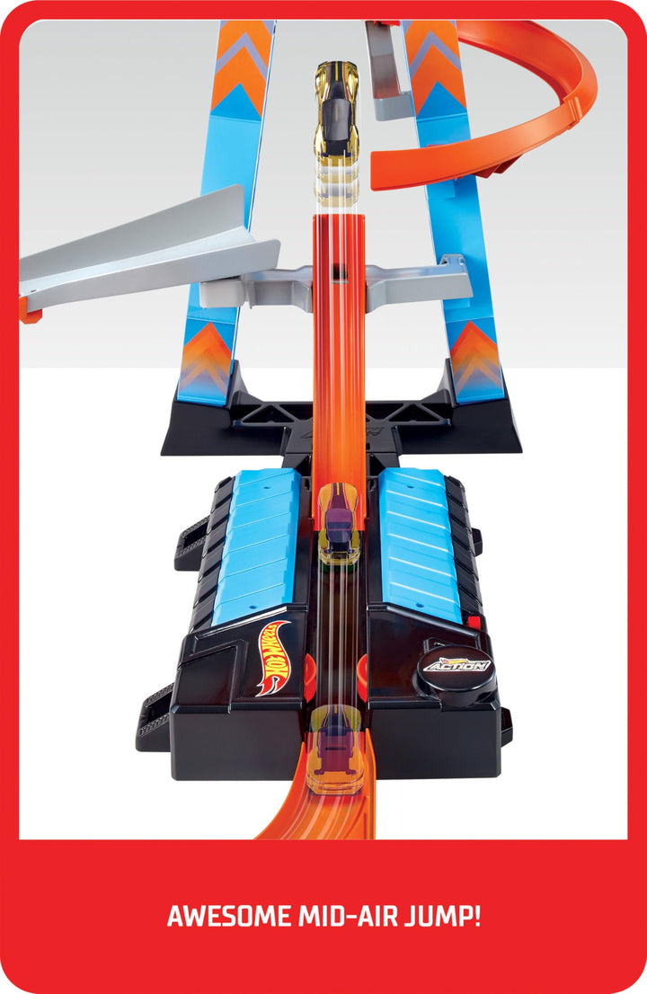 Hot Wheels Sky Crash Tower Track Set, 2.5+ ft / 83 cm High with Motorized Booster, Orange Track & 1 Hot Wheels Vehicle, Race Multiple Cars, Gift for Kids 5 to 10 Years Old & Up Retail $63.71