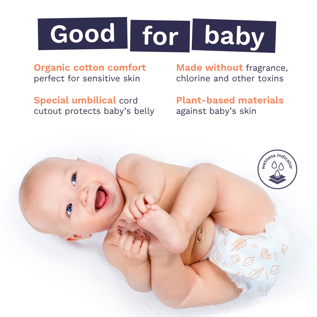 Pura Hypoallergenic Diapers, Size 2 (7-13 lbs) Totally Chlorine Free, Wetness Indicator, Suitable for Sensitive Skin, Soft Organic Cotton Comfort, Overnight, 1 Pack of 29 Baby Diapers