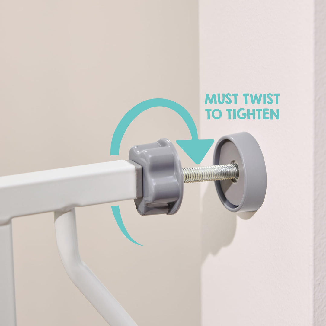 Regalo Safety 29-49" Easy Step Extra Wide Baby Gate for Doorways & Bottom of Stairs, Pressure Mounted Safety Gate with Door for Babies, Toddlers & Pets, White Retail $49.88