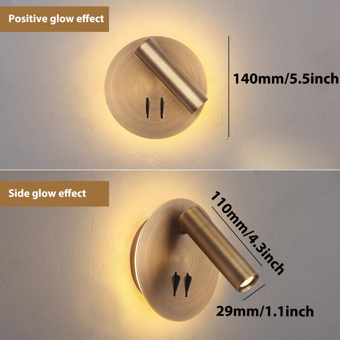 Wall Mount Reading Light for Bed, Backlight Night Wall Lamp, Hardwired Sconce with Switch, Adjustable Wall Sconce Surface Mount Book Reading Lamp,LED Wall Lighting for Bedroom Bedside Lamps (Bronze) Retail $49.99