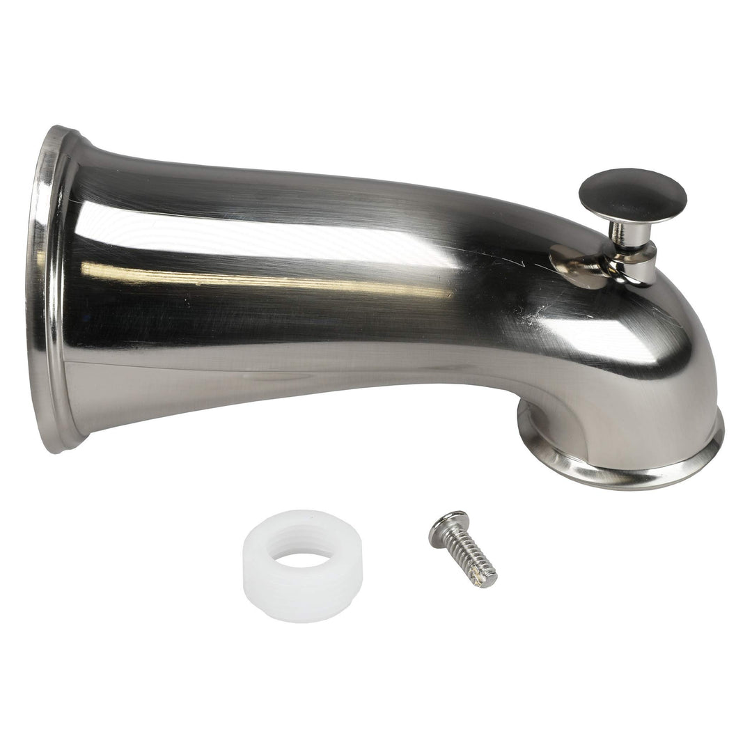 DANCO Decorative Bathtub Faucet Spout with Pull Up Diverter | 6 Inch Length | Brushed Nickel Finish (10316) Retail $23.26