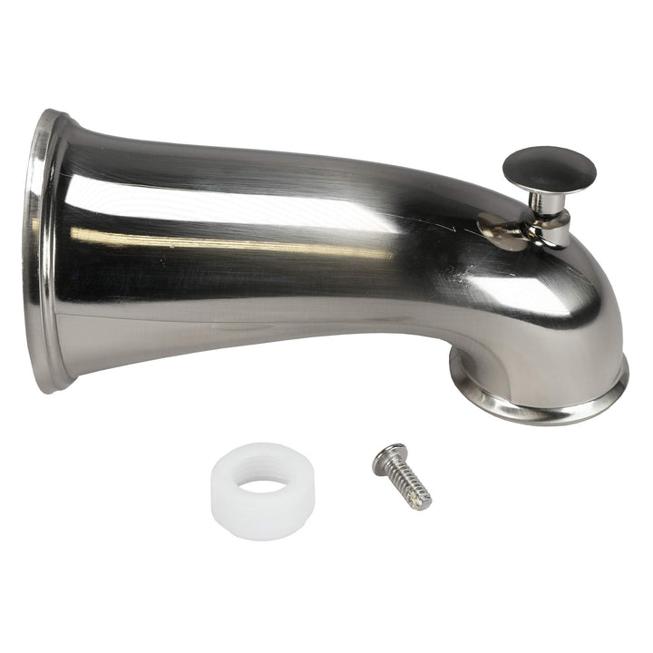 DANCO Decorative Bathtub Faucet Spout with Pull Up Diverter | 6 Inch Length | Brushed Nickel Finish (10316) Retail $23.26