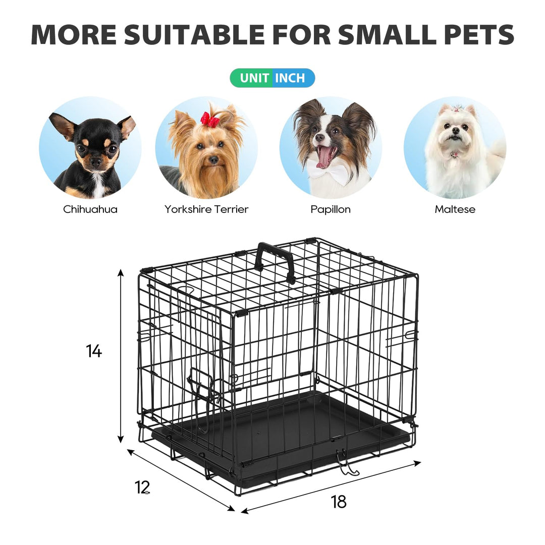 BestPet | Dog Crate | 18" | Black | Foldable Metal Kennel with Single Doors, Secure Slide-Bolt Latches, Leakproof Tray | Portable Dog Cage for Small Breeds | for Travel, Indoor & Outdoor Use Retail $22.99
