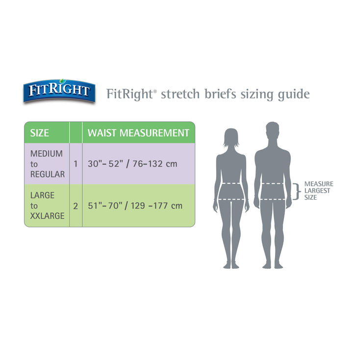 FitRight Stretch Ultra Adult Briefs, Incontinence Diapers with Tabs, Heavy Absorbency, Medium/Regular, 30 to 52", 20 Count