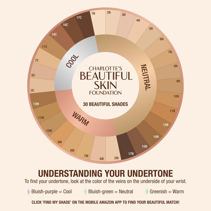 Charlotte Tilbury Beautiful Skin Medium Coverage Hydrating Foundation - Buildable Liquid Makeup for Instant Glow, Plumping Hydration & Lasting Skincare Benefits - 2 Warm