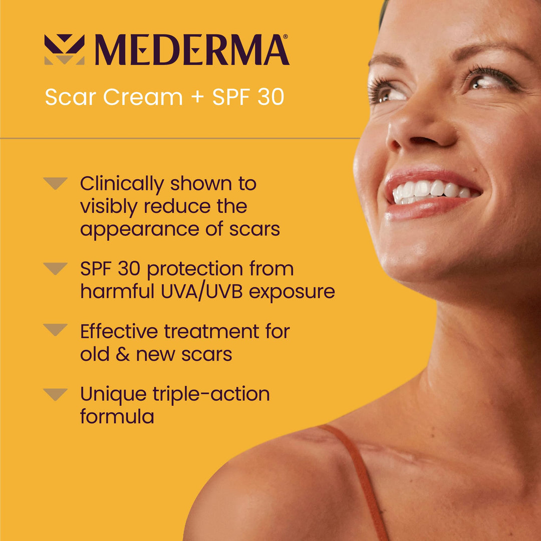 Mederma Scar Cream Plus SPF 30 - Advanced Scar Treatment, Protects from Sun Damage, Reduces Appearance of Scars from Acne, Burns, Surgery & Injury, 0.7 oz
