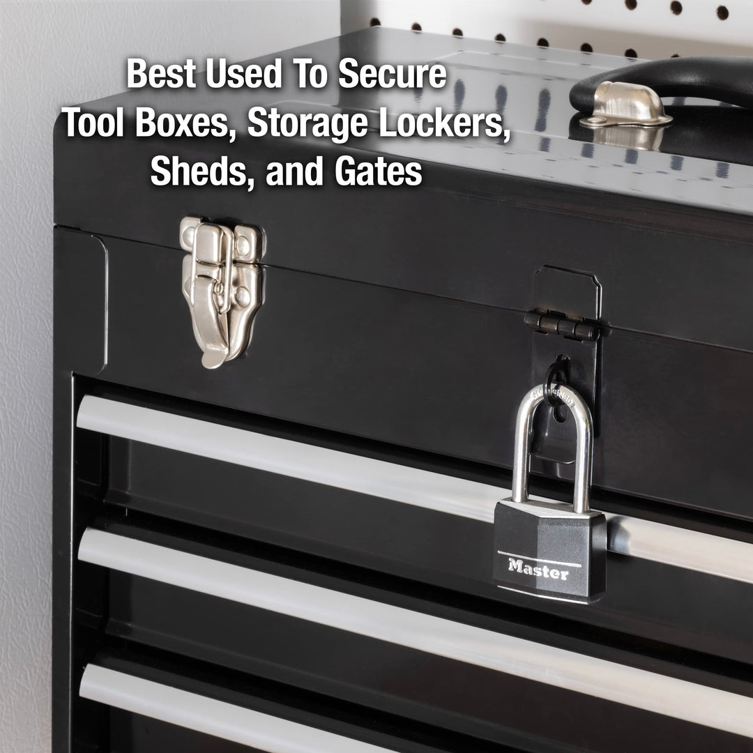 Master Lock Black Covered Aluminum Lock, Gym Locker Lock with Key, Outdoor Padlock with Long Shackle for Gates, Fences, Toolboxes, and More,141DLF Retail $8.99