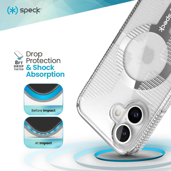 Speck Clear iPhone 16 Case - Slim Phone Case - MagSafe - GemShell - Crystal Clear Retail $11.00