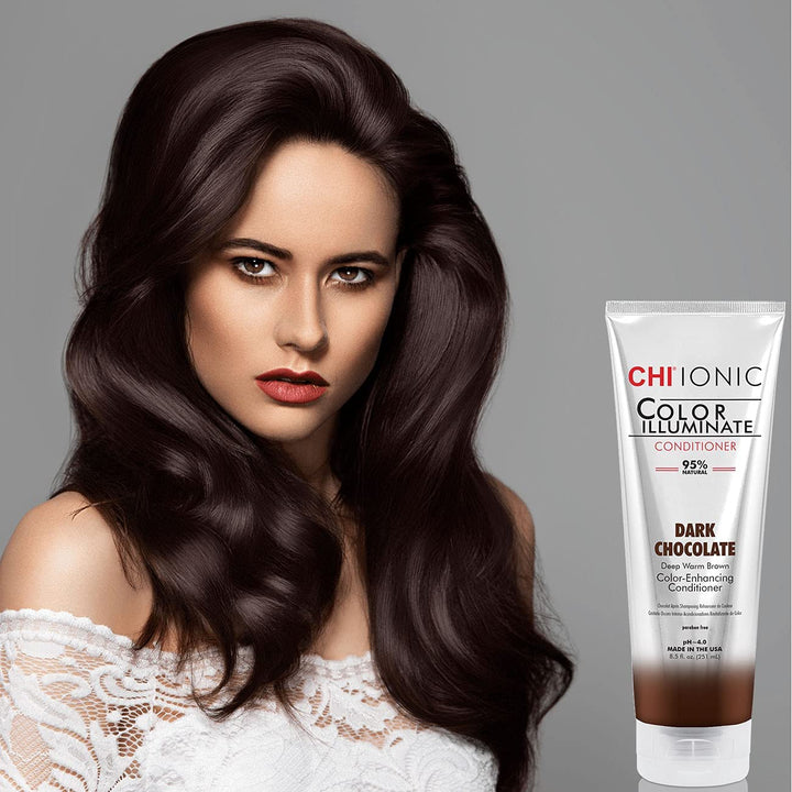 CHI Color Illuminate Conditioner, Helps Maintain Fresh Color In Natural & Color-Treated Hair, Sulfate, Paraben, & Cruelty-Free, Dark Chocolate, 8.5 Oz