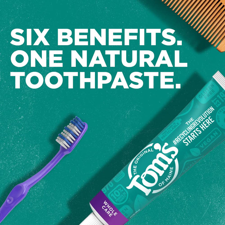 Tom's of Maine Whole Care Natural Toothpaste with Fluoride, Peppermint, 4 oz.