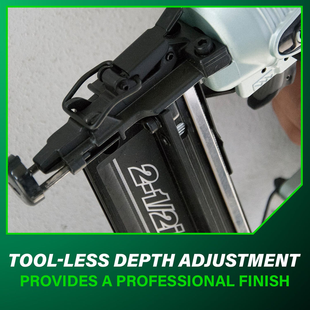 Metabo HPT Finish Nailer with Air Duster, Pro-Preferred Pneumatic Power Nailers, Ideal for Molding, Chair Rail, and Cabinetry, Lightweight 3.7 lbs, 16 Gauge, 1" to 2-1/2" Finish Nails, NT65M2S Retail $179.00