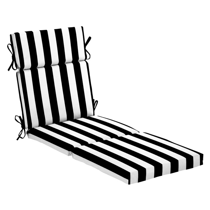 Arden Outdoor Chaise Lounge Cushion, 22 x 77, Rain-Proof, Fade Resistant Black Cabana Stripe Retail $74.99
