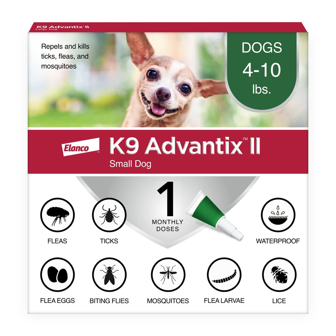 K9 Advantix II Small Dog Vet-Recommended Flea, Tick & Mosquito Treatment & Prevention | Dogs 4-10 lbs. | 1-Mo Supply Retail $19.97