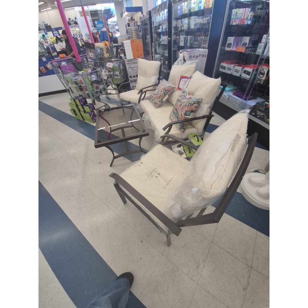 Unbranded Patio Set - Loveseat, Chair, Coffee Table - Outdoor Furniture, Brown Frame