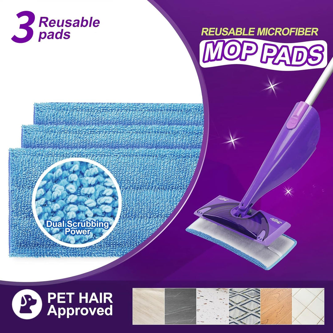 Star Maktion 3 Pack Mop Pads Compatible with Swiffer Wet Jet Mops, Washable Microfiber Mop Pads for Wet & Dry Use Mop Pad Refills, Durable and Fitting for Home/Office Cleaning (Blue) Retail $13.00