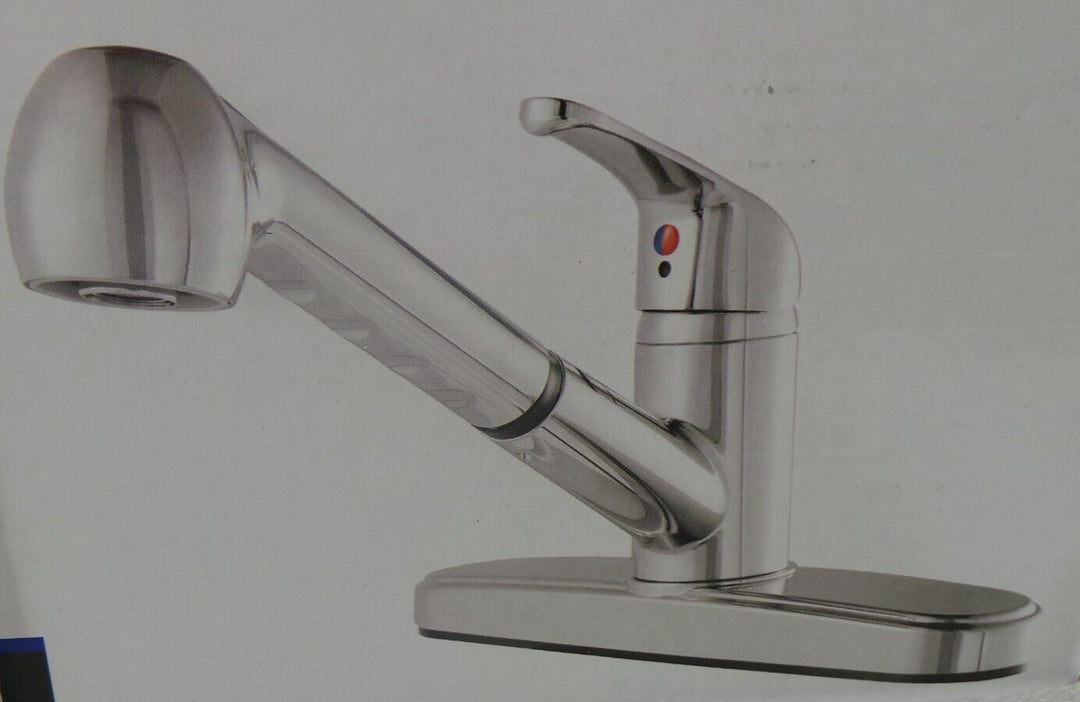 Mainstays Single Handle Kitchen Sink Faucet with Pull-Out Sprayer and Chrome Finish Retail $37.40