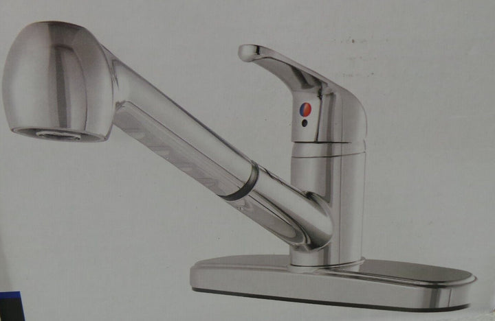 Mainstays Single Handle Kitchen Sink Faucet with Pull-Out Sprayer and Chrome Finish Retail $37.40