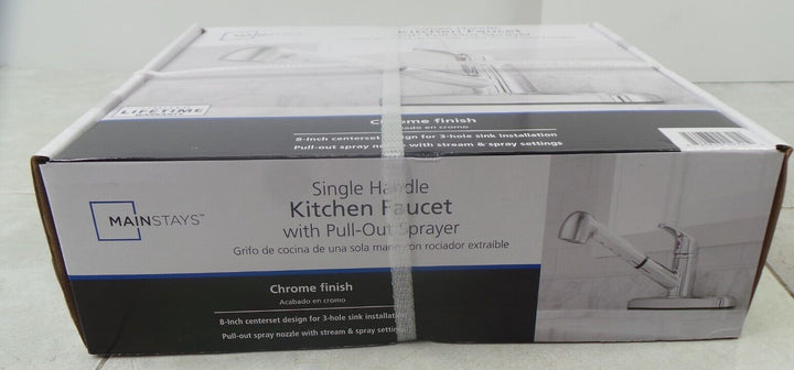 Mainstays Single Handle Kitchen Sink Faucet with Pull-Out Sprayer and Chrome Finish Retail $37.40