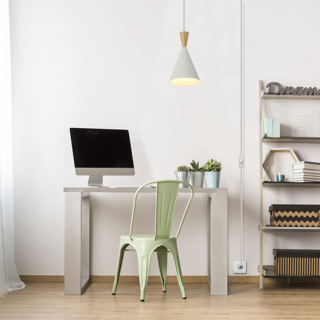 Modern plug in Pendant Light Kitchen, Adjustable chandelier hanging lamps that plug into wall outlet for Dining Room, Bedroom, Living room, ontemporary wall DÃ©cor white (No bulb)