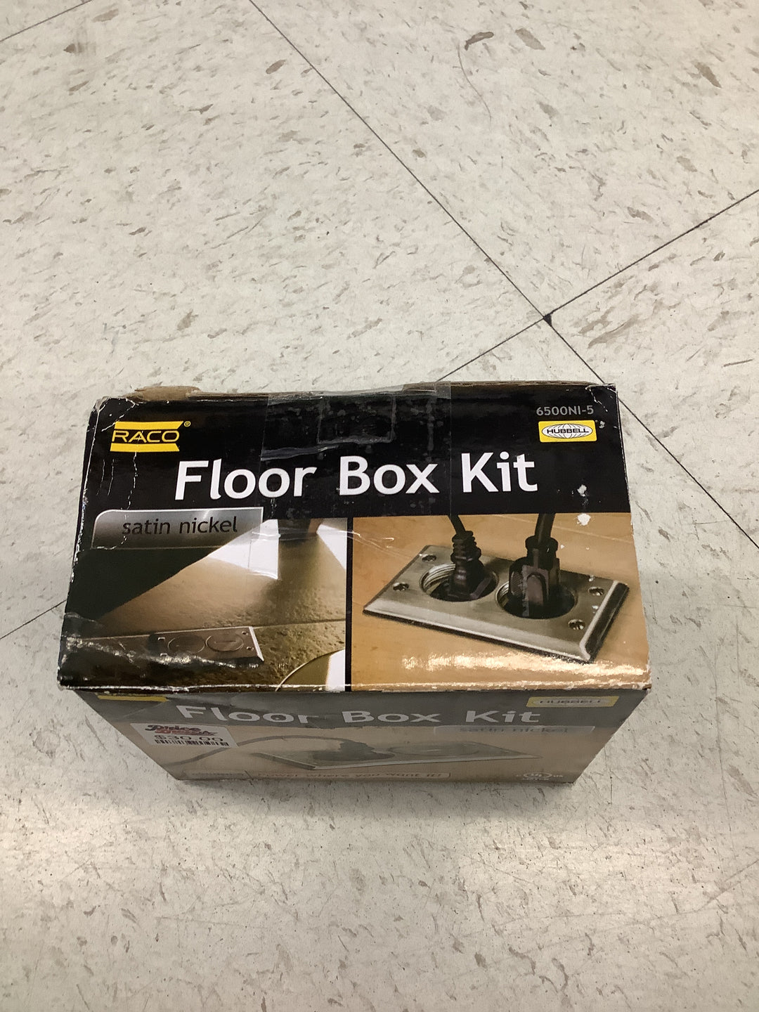 Raco 6500NI-5 Duplex Nickel 15 Amp Rectangular Floor Box Kit, Metallic Cover Plate