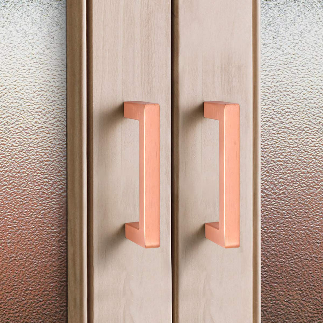 Fashion Furniture Direct 10 Pack Copper Kitchen Cabinet Pulls Stainless Steel,3 inch Hole Centers Stain Copper Dresser Pulls,Rose Gold Pulls for Kitchen Cabinets