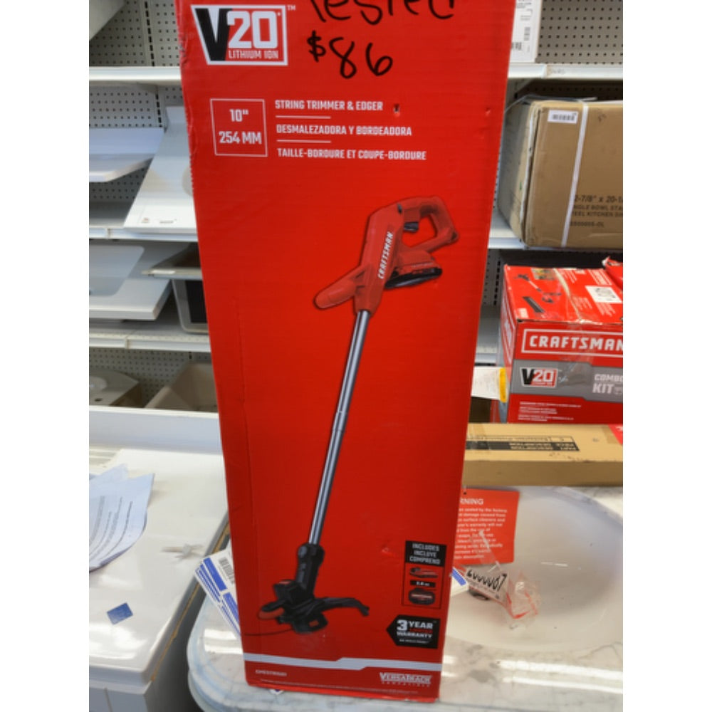 CRAFTSMAN V20 Cordless 10 in. WEEDWACKER String Trimmer and Edger Kit with 2.0 Ah Battery and Charger (CMCST915D1)