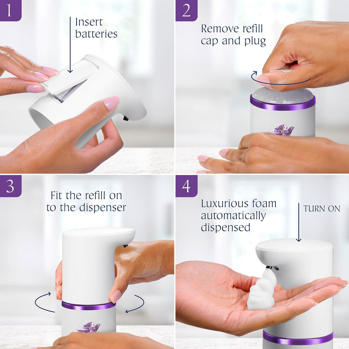 Dove Nourishing Foaming Hand Wash Lavender & Chamomile Touchless Battery Operated Dispenser Kit Moisturizing Foaming Hand Wash Refill 10.1 oz