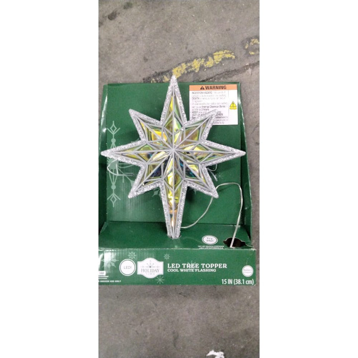 Holiday Time LED Tree Topper - Cool White Flashing, 15 inch Retail $20.00