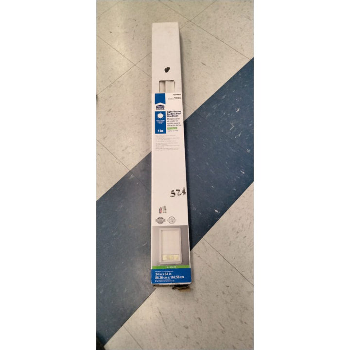 Light Filtering 1-in Slat Width 34-in X 64-in Cordless White Vinyl Light Mini