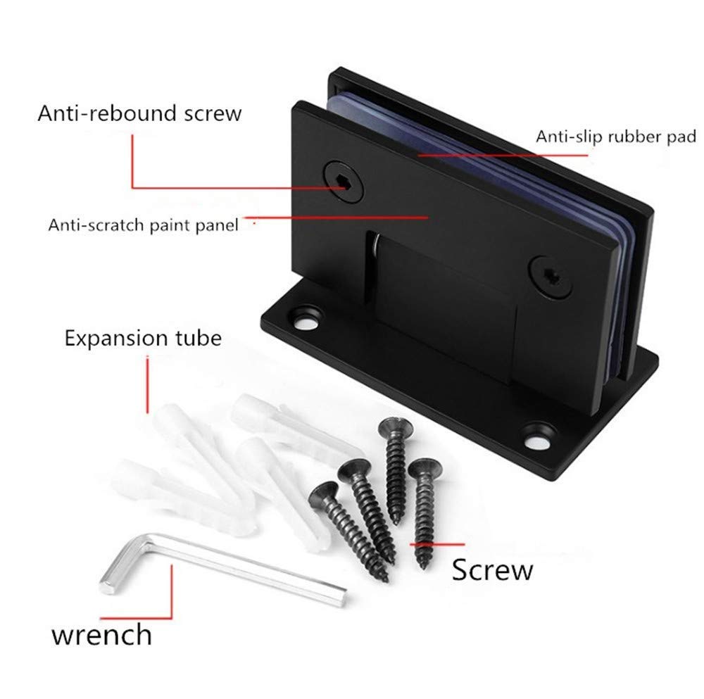 Heavy Duty 90 Degree Glass Door Cupboard Showcase Cabinet Clamp Glass Shower Doors Hinge Replacement Parts Wall-to-Glass (Black)