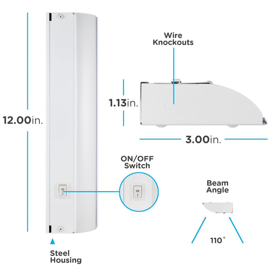 Enbrighten 12 inch Hardwired Under Cabinet Lights, Soft Warm White Light, (300K) Under Cabinet Lighting, Dimmable Under Counter Lights for Kitchen, 38977-T1