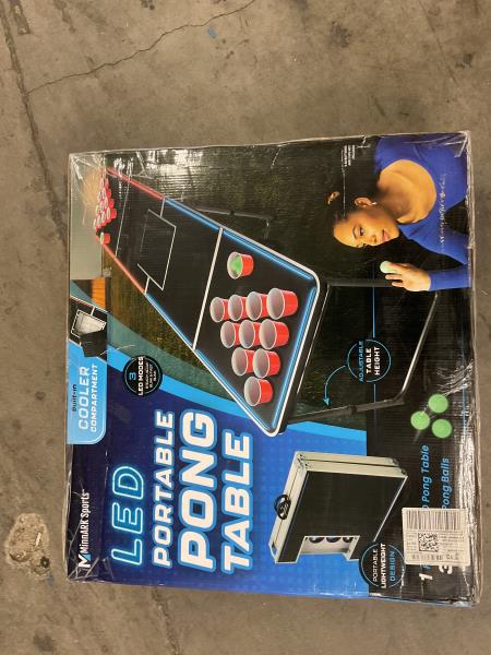MinnARK Sports LED Portable Pong Table  Folding Party Game Set for Tailgating and Outdoors  8-Foot Length Retail $99.00
