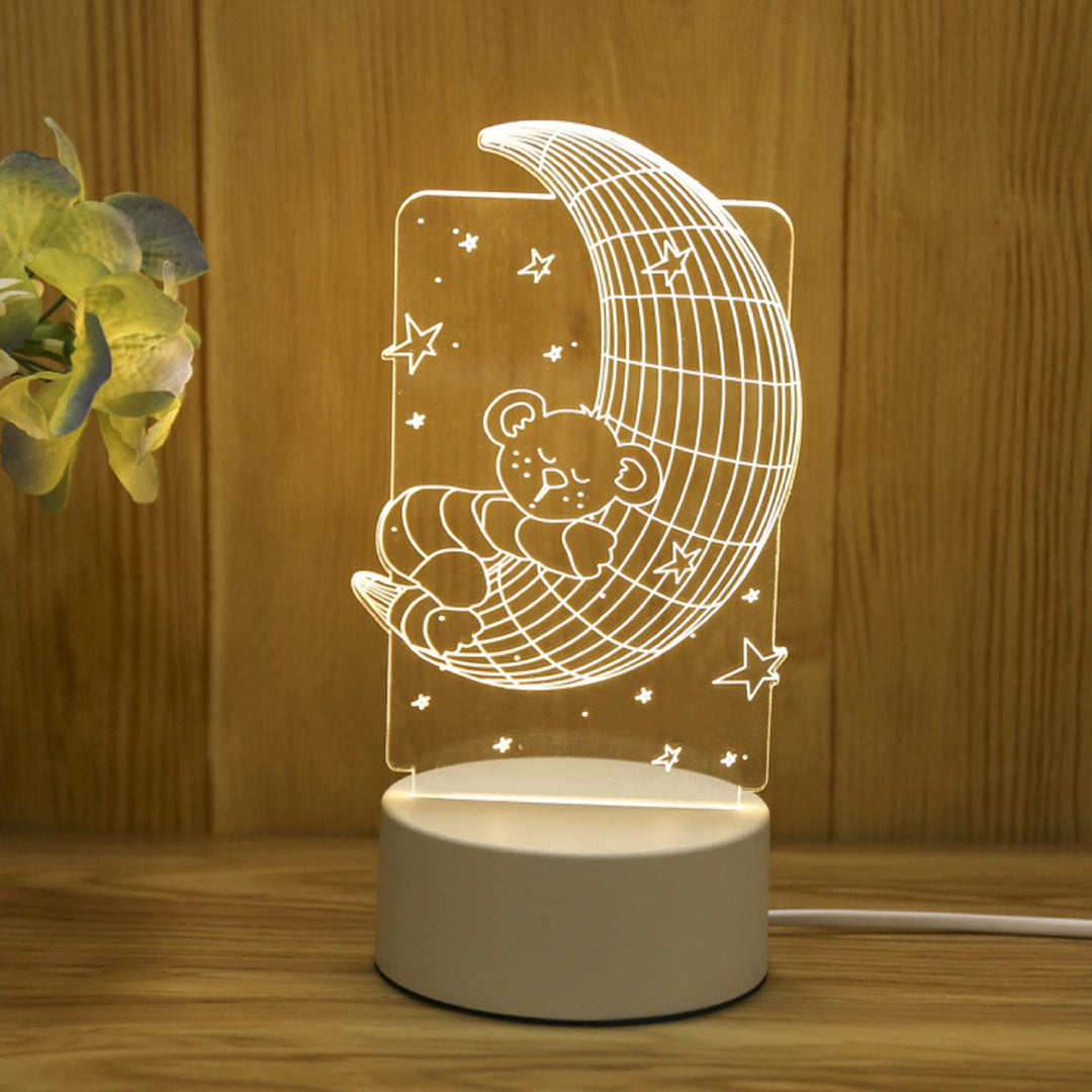 CUICANSHANG MoonBear Illusion Lamp Night Light for Kids LED Table Lamp Night Lamp Bedroom Decoration Holiday Presents Birthday Gifts for Children Boys Girls