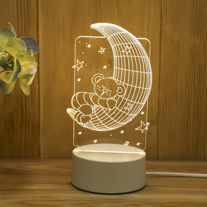CUICANSHANG MoonBear Illusion Lamp Night Light for Kids LED Table Lamp Night Lamp Bedroom Decoration Holiday Presents Birthday Gifts for Children Boys Girls