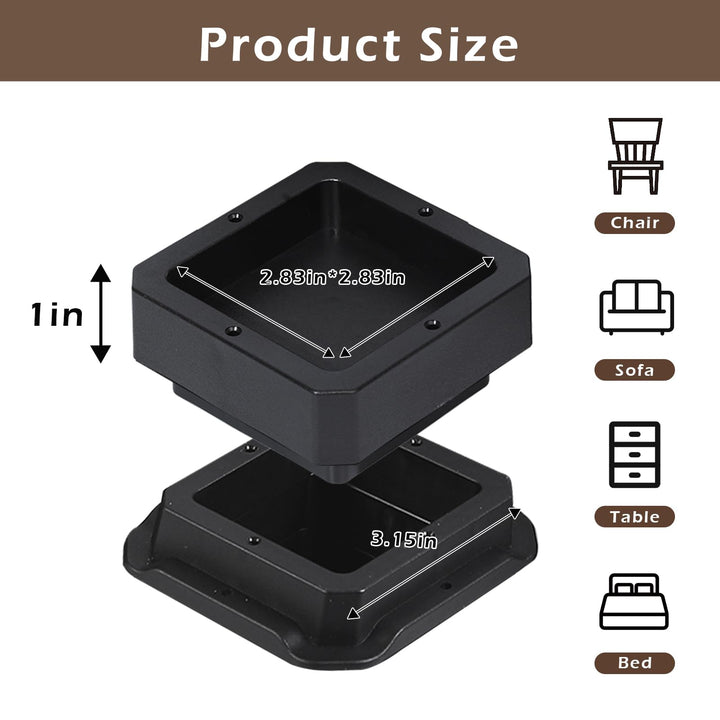 LUCKYQTQH Bed Risers Adjustable Furniture Risers Heavy Duty, Furniture Risers 1 Inch Heavy Duty, Set of 4 Furniture Lifts, Bed Raiser with Non-Slip,Table Riser, Sofa Riser, Support up to 5000 Lbs