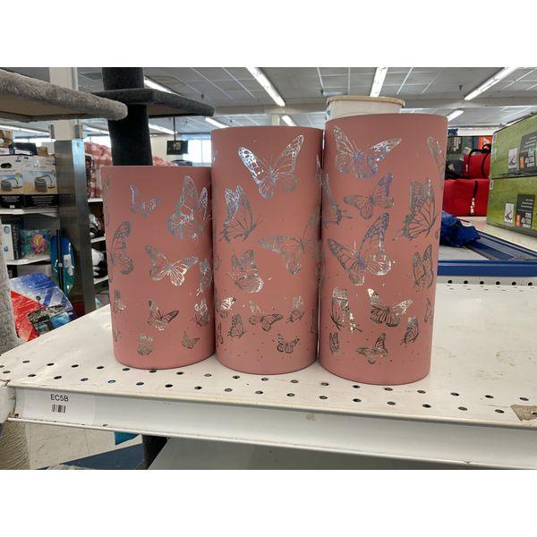 Butterfly Cylinder Vase Set - Decorative Accents, Pink Retail $35.00