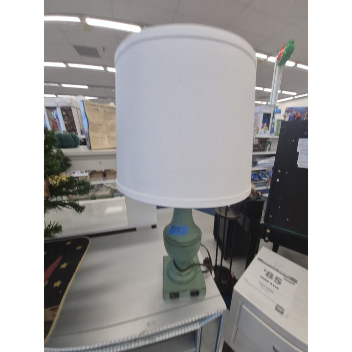 Unbranded Table Lamp - White Shade, Green Base